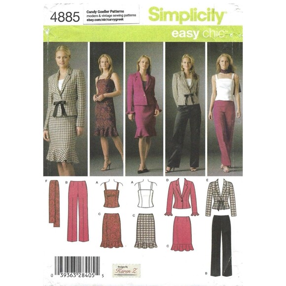 Simplicity 4885 Career Separates Camisole, Flounce Skirt, Pants, Blazer‎ Sz 6-12 - Picture 1 of 3